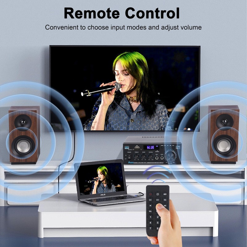 Bluetooth Stereo Amplifier Home Audio 300 Watts x2 Mini Speaker