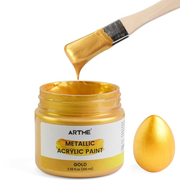 artme Acrylic Metallic Gold Paint, 100ml Gold Leaf for Art,