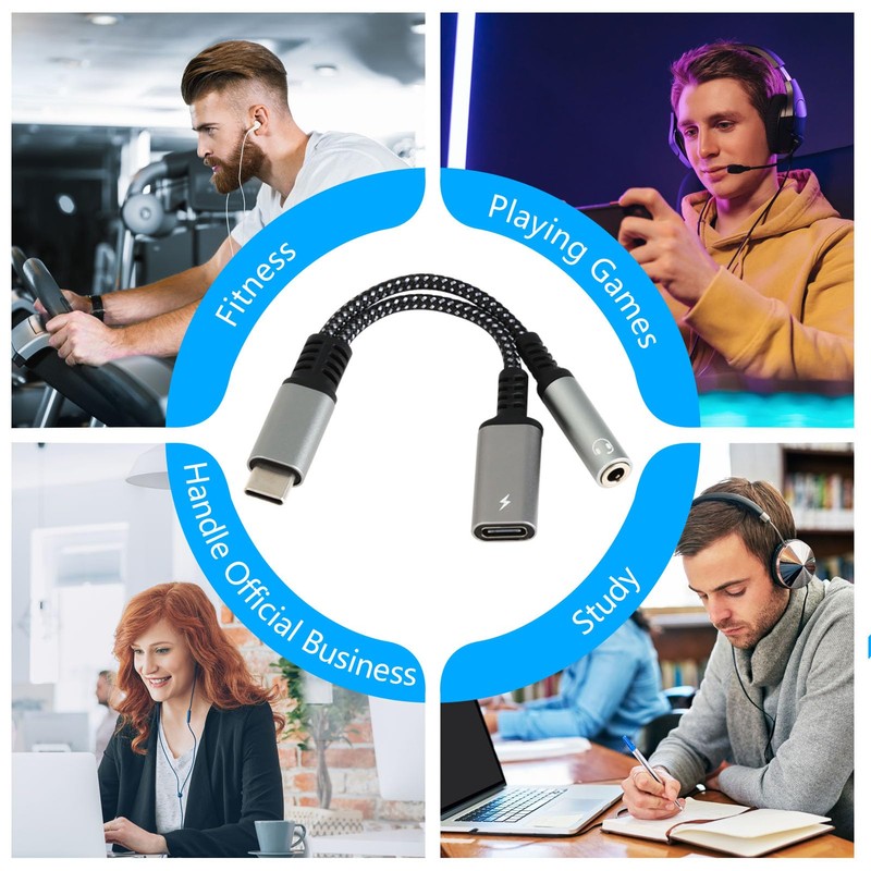 USB C to 3.5 mm Jack Adapter with DAC Chip,