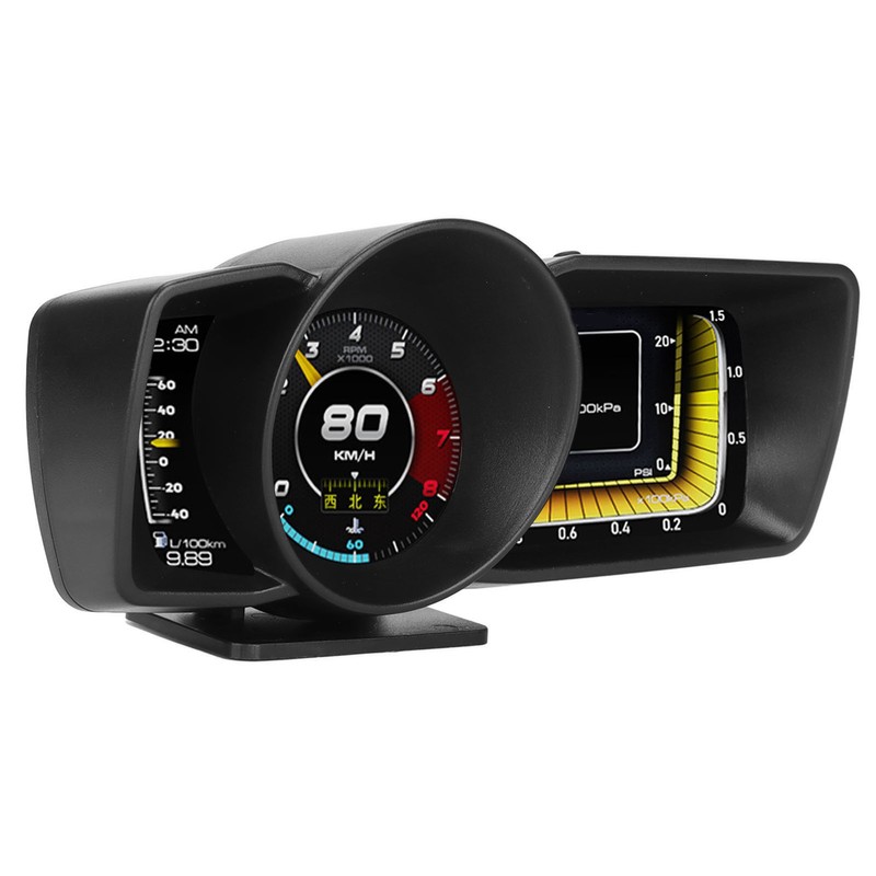 Car HUD OBDII GPS 3 LCD Screen Overspeed Alarm Multifunction