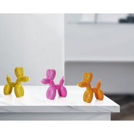 BOIHEGU - Estatua de perro con diseño de lunares para poner en estantes, globo naranja, estatua de perro, divertido pisapapeles, 5 pulgadas, opciones de color versátiles