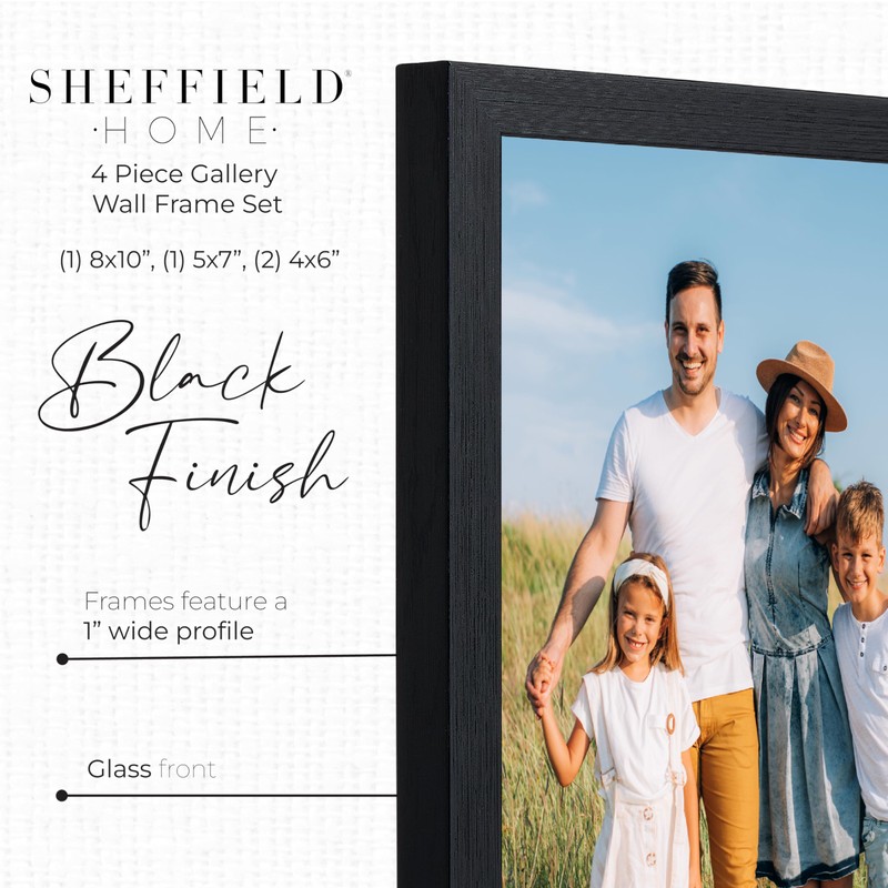 Sheffield Home 4 Piece Gallery Wall Frame Set, 8x10 Inch,