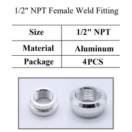 YSIL 1/2” NPT Female Weld on Bung Fuel Tank Fittings Aluminum Weldable Fitting Adapter 2PCS