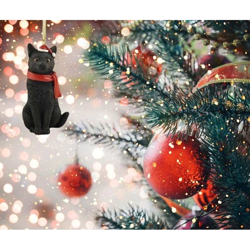 Black Cat Christmas Ornament - Ornament for Christmas Tree -