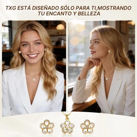 TXG Collares de Mujer, Juego Collar Aretes de Mujer Plata de Ley 925