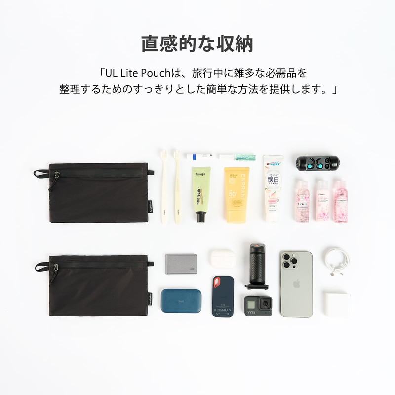 NextPacker Ultra Light Pouch with Double Side Zipper for Tech,