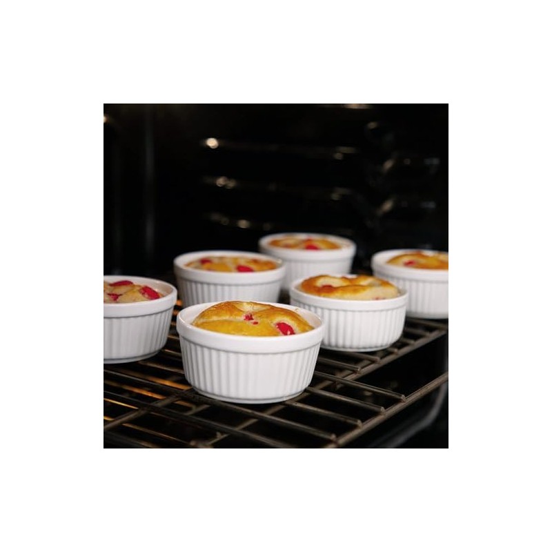 Nuwave Ceramic Ramekins 8 oz, Set of 6, Elegant Classic