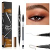 Eyebrow Pen, 2-in-1 Eye Brow Pencils with Brush - Waterproof Eyebrow Pencil for Women with 4-Fork-Tip, Dual-ended Eyebrow Brush Microblading Effect, Long-Lasting Natural Looking Brows, Light Brown