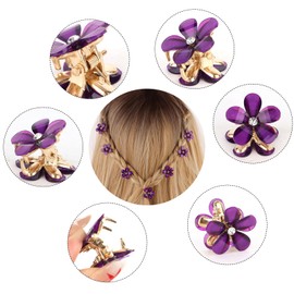 YISSION 20 Pcs Mini Dark Purple Flower Hair Clips with Rhinestone Small Flower Claw Clips for Girls Women Floral Hair Pins Cute Hair Barrettes Purple Hair Accessories for Girls Women
