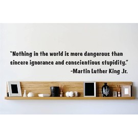Decal – Vinyl Wall Sticker : Nothing in the world is more dangerous than sincere ignorance and conscientious stupidity. - Martin Luther King, Jr quote Quote Home Living Room Bedroom Decor - 22 Colors Available Size: 15 Inches X 30. Inches