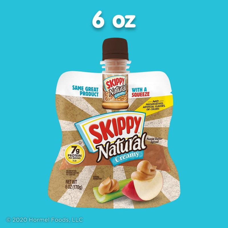 SKIPPY Squeeze Natural Creamy Peanut Butter, 6 Ounce (Pack of