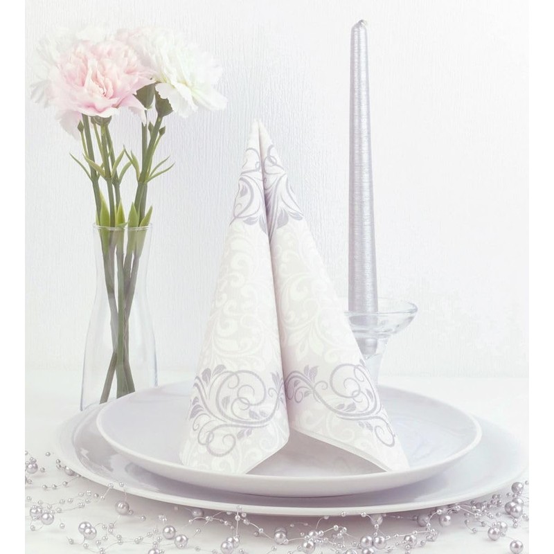 50 Napkins Ornaments 40 x 40 cm Fabric-Like Airlaid Ornaments,
