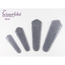 Scissors sheaths by SCISSORFOBZ with ScissorGripper -VALUE PACK-4 sizes- Designer Scissor Covers Holders for embroidery sewing quilting - Quilters sewers gift - Shiny Silver Pattern Design. S-06