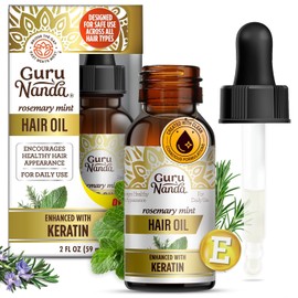 GuruNanda Romero y Menta para el Crecimiento del Cabello con Aceite de Queratina y Vitamina E - Fomenta el Cuero Cabelludo, el Brillo y el Fortalecimiento del Cabello - 100% Natural, Libre de Crueldad