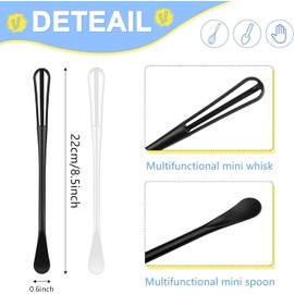 D-buy 12 Pcs Mini Whisks with Mini Spoon, Multifunctional Small Whisk for Cooking with Ergonomic, Plastic Mini Whisks for Cooking, Whisking, Beating, Blending Ingredients, Mixing Sauces