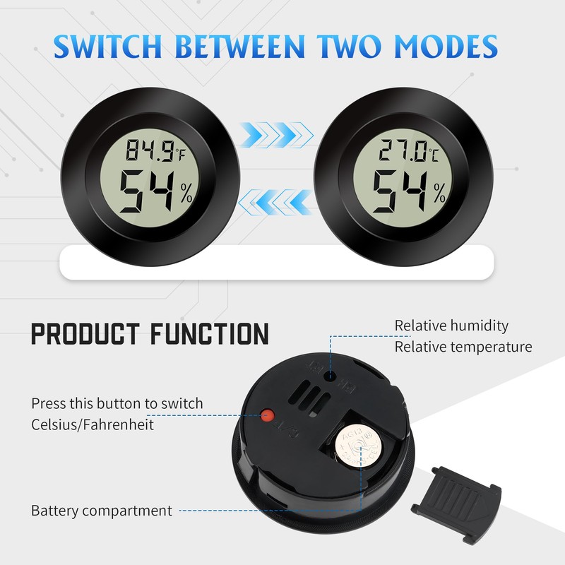 Mini Digital Hygrometer Thermometer Set of 4 - Precise Temperature
