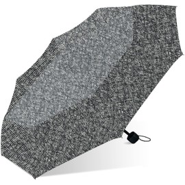 London Fog Mini Rain Umbrella, Manual Folding Umbrella, Windproof, Lightweight and Packable for Travel, Full 42 Inch Arc, Herringbone, Herringbone, 42 Inch Arc