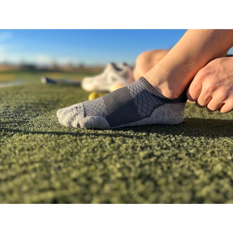 No Show Golf Socks with Heel Tab Super Soft (White/Grey,