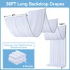 6Panels White Wedding Drapes for Ceiling, 5ftx30ft Wrinkle Free Tent