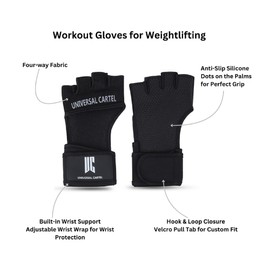Universal Cartel Gym Gloves for Men and Women Premium Ventilated Weight Lifting Gloves with Wrist Support for Powerlifting, Cross Training & Fitness Workout (Medium)