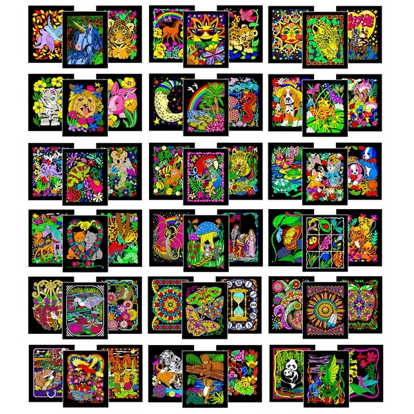 Colossal Pack of 54 Fuzzy Velvet Coloring Posters (All Unique Designs) - Bulk Crafts and Coloring Activity for All Ages - Great for Group Projects, Assisted Living, Classrooms, and Rehab Centers