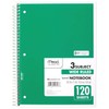 Mead Spiral Notebook, 3 Subject, Wide Ruled Paper, 7-1/2" x