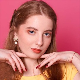 ONLYJUMP S925 Silver Needle Delicate Dainty Simple Tiny Bow Tie Ribbon Stud Earrings Handmade Sweet Bowknot Earrings for Women (Black Red) (Pink Bow)