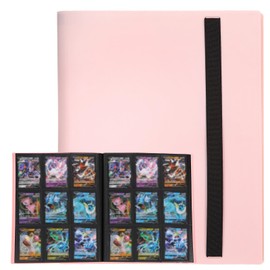 sourcing map 9 Pocket Trading Card Binder, PU Cover Card Collection Binder 360 Side Loading Card Binder Card Album Folder for TCG, Game Cards, Sports Cards(Pink)