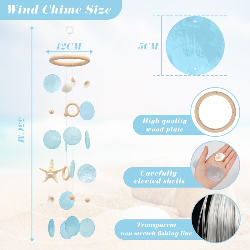 Seashell Wind Chimes Handmade Capiz Seashell Wind Chimes with Starfish