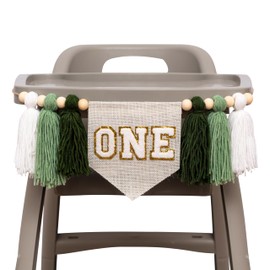 Boho Green 1st Birthday High Chair Banner