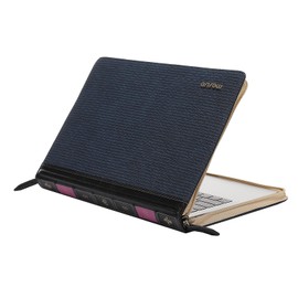 MOSISO Funda para Portátil Compatible con MacBook Air 13.6 Pulgadas 2024-2022 M3 A3113 M2 A2681/Air 13 M1/Pro 13 M2 M1,Textura de Raya Diplomática de Cuero PU Vintage Cubierta de Cartera, Azul Marino