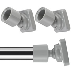 Angled Shower Rod Mounts for Wall - 4 Sets 25mm Brackets & Joints with Screws/Plugs, Secure Drilling Fix (4, Grey)
