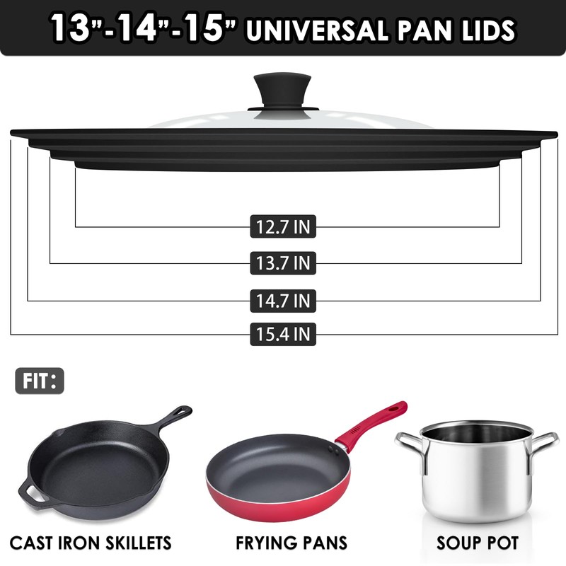 GDDGCUO 13-14-15 in Universal Pan Lid, Extra Large Silicone Pot