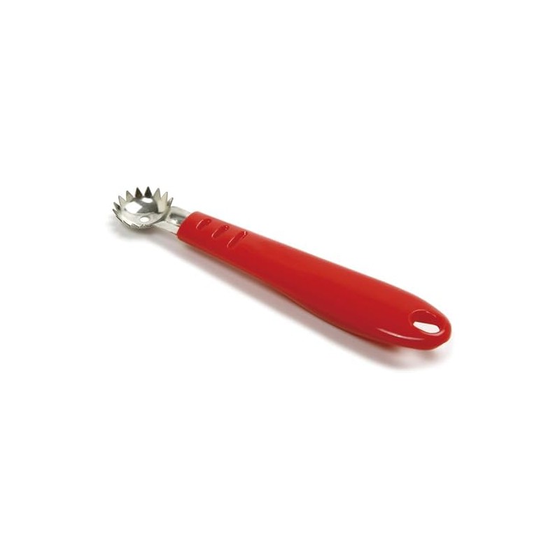 Norpro Descorazonador de Frutas de Acero Inoxidable, Rojo y Acero
