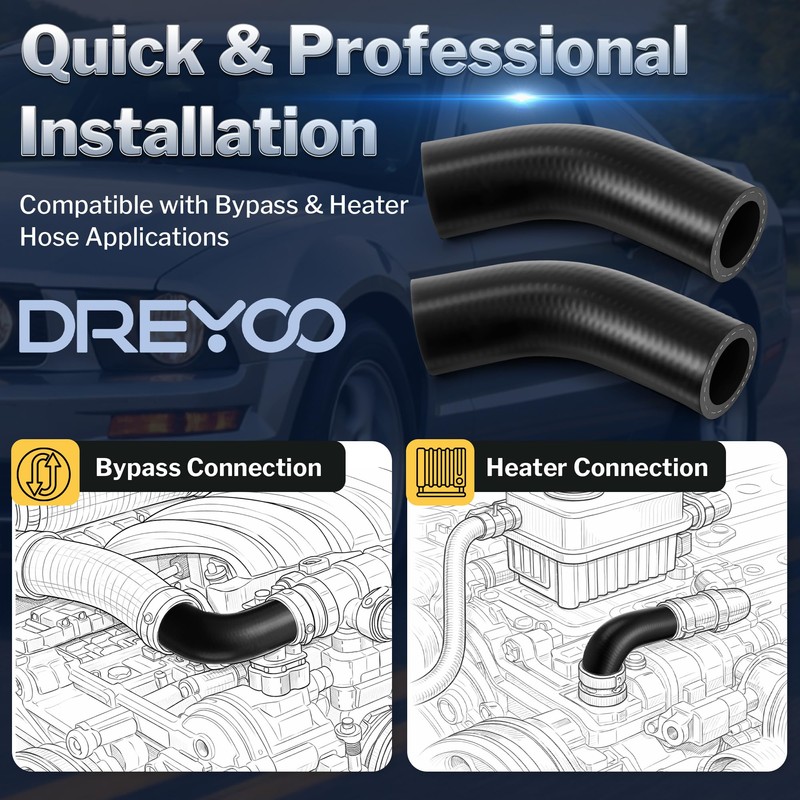 2 Pack Molded Coolant Hoses Kit, Compatible with Ford/Gates 22038