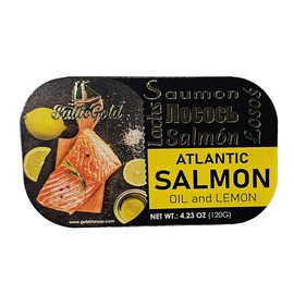 Baltic Gold Atlantic Salmon Fillets - 4.23 oz (120g) - Product of Latvia (In Oil & Lemon, 11 Pack)