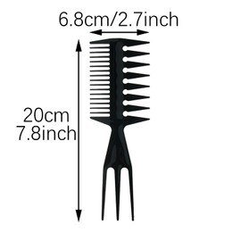 RLECS 2PCS Black 3 in 1 Art Tools 20x6.8cm Plastic Comb Watercolour Painting Comb for Drawing Patterns and Styling Hair