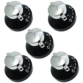 New World Gas Hob Oven Cooker Knobs Flame Control Switch (Pack of 5, Black/Silver)