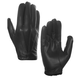 Harssidanzar Mens Thin Unlined leather police duty gloves touchscreen GM031,Black,Size S