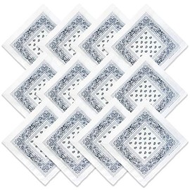 BASICO 12 Pack 100% Cotton Bandanas for Women Bandanas for Men | Mens Handkerchiefs | Face Covering Bandana Pack