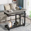 Tribesigns Small Portable Desk with Power Outlet,Height Adjustable Sofa Couch