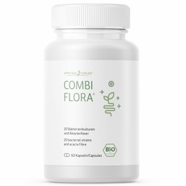effective nature - Combi Flora Kapseln - 60 Stk. - mit 20 Bakterienstämmen - Zur täglichen Nahrungsergänzung - Mit Laktobazillen und Bifidobakterien - Vegan