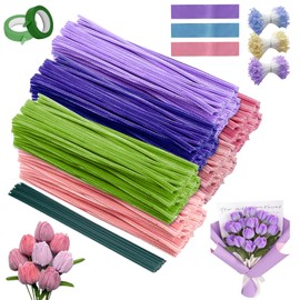 600 Stück Pfeifenreiniger Set, 6 Farben Chenilledraht für Basteln und Dekorieren, Bunt Plüschdraht DIY Craft Projekte, Pfeifenputzer zum Basteln, Floristenbedar