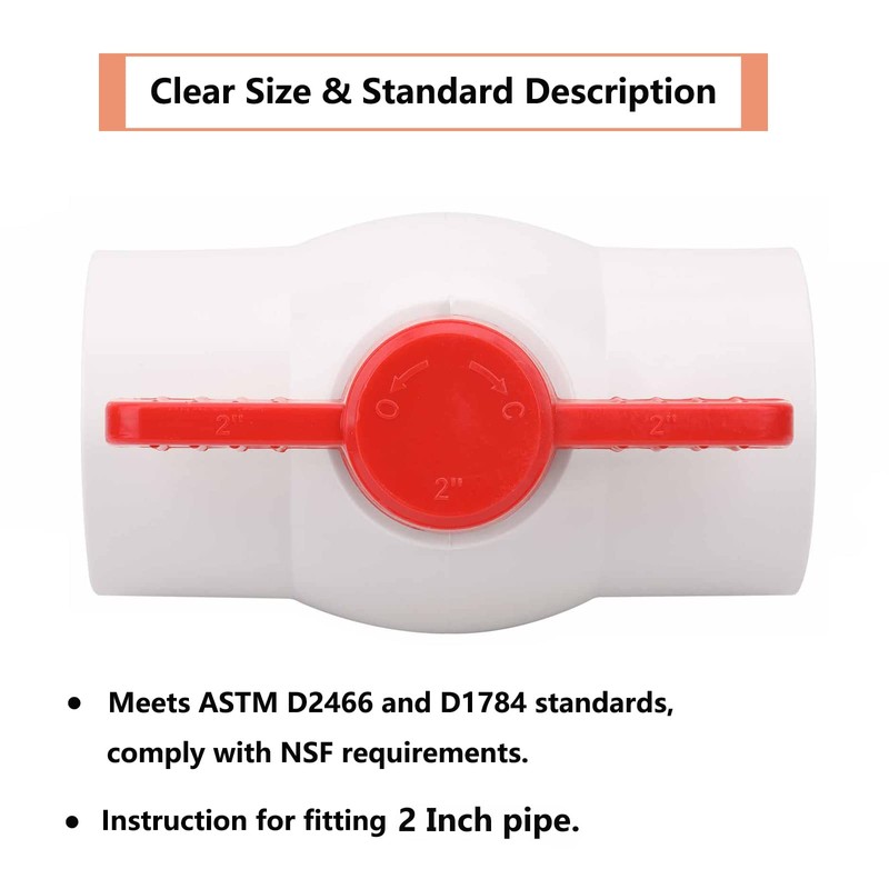 2" PVC Ball Valve Water Pipe Shut-off Valve Socket with