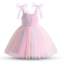 TTYAOVO Toddler Baby Dress Birthday Party Tulle Girl Dresses Size 110(4 Years, 2108 Rainbow)