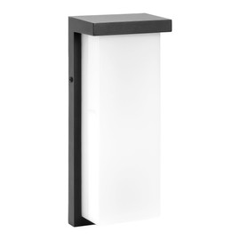 Maxxima 14" LED Porch Lantern Outdoor Wall Light, Black with Frosted Lens, 2500 Lumens, 5 CCT 2700K/3000K/3500K/4000K/5000K, Modern Exterior Patio Sconce Lantern