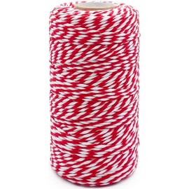 Christmas Twine String, 2mm,100m,Red White Baker's String for Crafts, Baking, Gardening, DIY Home Decoration