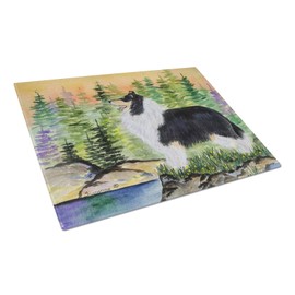 Caroline's Treasures SS8203LCB Collie Glass Cutting Board Large, 12H x 16W, multicolor