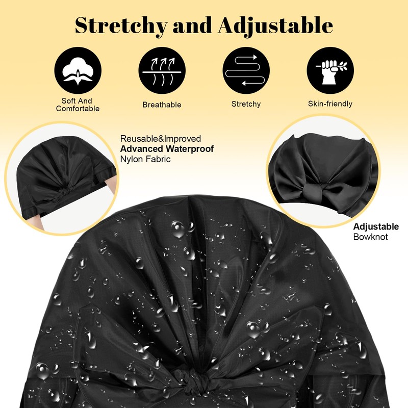 Reusable Waterproof Shower Cap, Elastic Swimming Cap, Large Shower Caps,