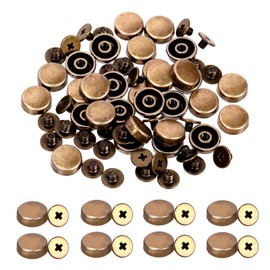 Glarks 32Pcs Screw Back Rivets Set, Bronze Metal Flat Head Purse Feet Handbag Feet Nail Head Stud Flat Buckle Metal Studs Rivets for DIY Leather Craft